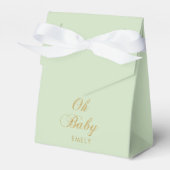 Personalized Mint Green Favor Box with Gold Script Bedankdoosjes (Voorkant Zijde)