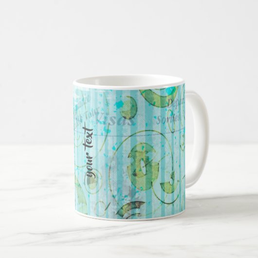 Personalized Mixed Media Coffee Mug in Blue/Green Koffiemok (Voorkant rechts)