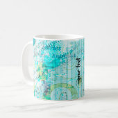 Personalized Mixed Media Coffee Mug in Blue/Green Koffiemok (Voorkant links)