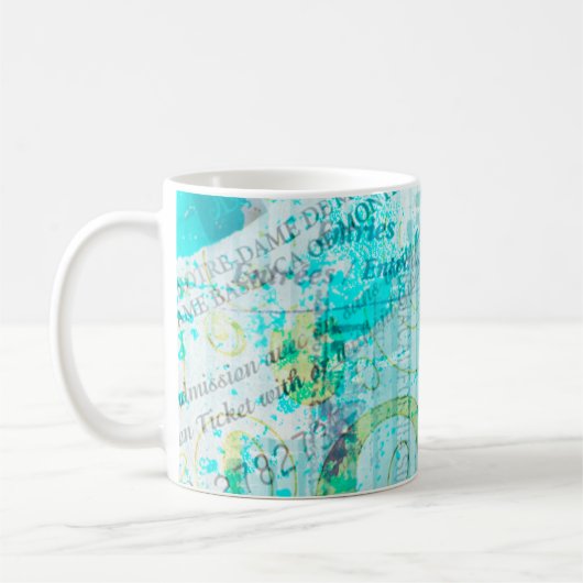 Personalized Mixed Media Coffee Mug in Blue/Green Koffiemok (Links)