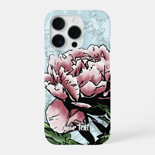 Personalized Mixed Media Peony - Phone Case iPhone Hoesje (Achterkant)