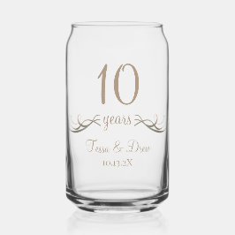 Personalized Modern 10th Anniversary Keepsake Gift Blikvorm Glas
