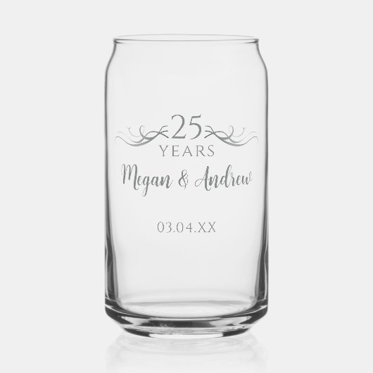 Personalized Modern 25th Wedding Anniversary Gift Blikvorm Glas (Voorkant)