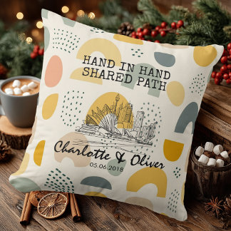 Personalized Modern Abstract Skyline Couple Pillow Kussen