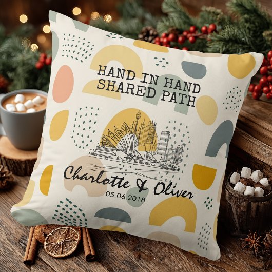 Personalized Modern Abstract Skyline Couple Pillow Kussen