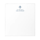Personalized Modern Airplane Pilot Notitieblok (Voorkant)