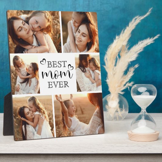 Personalized Modern Best Mom Ever Photo Collage Fotoplaat (Zijkant)