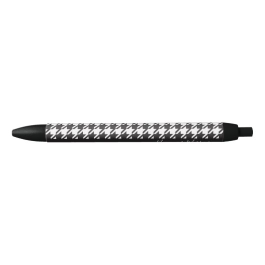 Personalized Modern Black and White Houndstooth Zwarte Inkt Pen (Voorkant)