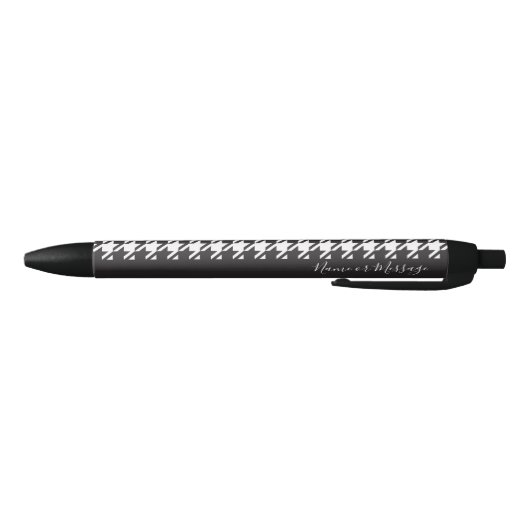 Personalized Modern Black and White Houndstooth Zwarte Inkt Pen (Bodem)