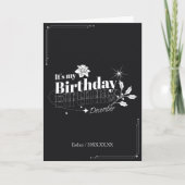 Personalized Modern Black Floral December Birthday Kaart (Voorkant)