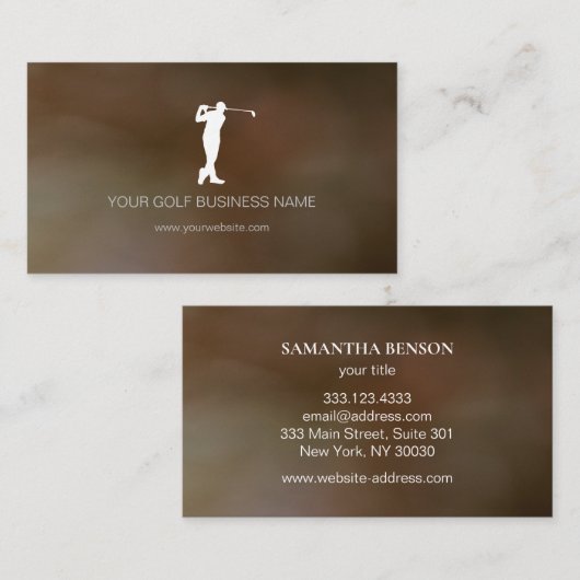 Personalized Modern Black Professional Golf Visitekaartje (Voorkant / Achterkant)