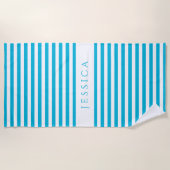 Personalized Modern Blue Striped Pattern Strandlaken (Voorkant)