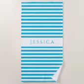 Personalized Modern Blue Striped Pattern Strandlaken (Voorkant)