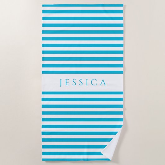 Personalized Modern Blue Striped Pattern Strandlaken (Voorkant)