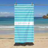Personalized Modern Blue Striped Pattern Strandlaken