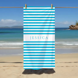 Personalized Modern Blue Striped Pattern Strandlaken