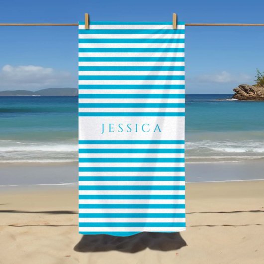 Personalized Modern Blue Striped Pattern Strandlaken