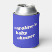 Personalized Modern Bright Blue Retro Baby Shower  Blikjeskoeler (Blikje Voorkant)
