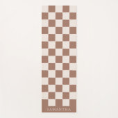Personalized Modern Brown Simple Checkered Pattern Yogamat (Voorkant)