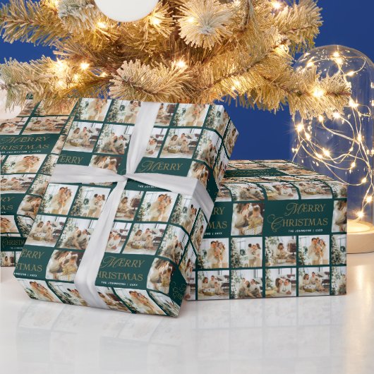 Personalized Modern Calligraphy Christmas Photo Cadeaupapier (Feestdagen)