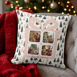 Personalized Modern Christmas Gift Box Photo Kussen