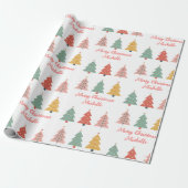 Personalized Modern Christmas Pink Pine Tree       Cadeaupapier (Uitgerold)
