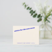 Personalized Modern Cute Blue Baby Shower Mom Advieskaart (Staand voorkant)