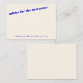 Personalized Modern Cute Blue Baby Shower Mom Advieskaart (Voorkant / Achterkant)