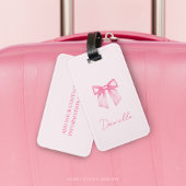 Personalized Modern Elegant Pink Bow Bagagelabel