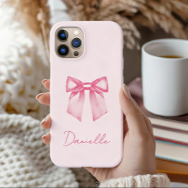 Personalized Modern Elegant Pink Bow iPhone 16 Hoesje
