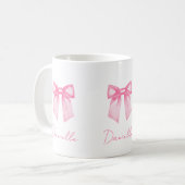 Personalized Modern Elegant Pink Bow Name Mug Koffiemok (Voorkant links)