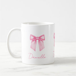 Personalized Modern Elegant Pink Bow Name Mug Koffiemok