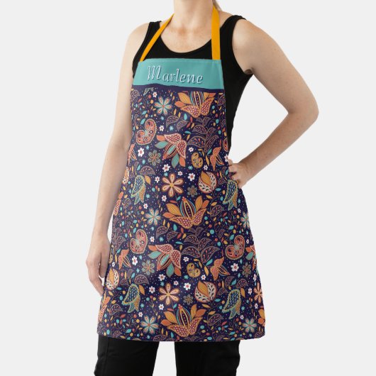 Personalized Modern Floral Apron Schort (Insitu)