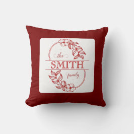 Personalized Modern Floral Family Name Monogram Kussen