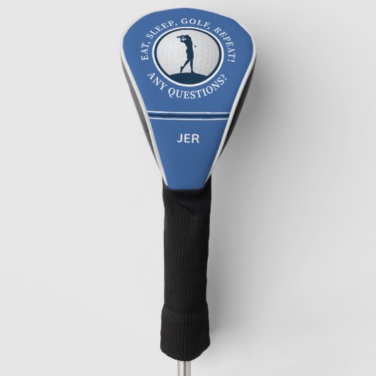 Personalized Modern Golf Saying Monogrammed Blue Golfheadcover (Voorkant)