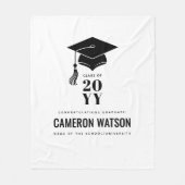 Personalized Modern Hat and Tassel Graduation Fleece Deken (Voorkant)