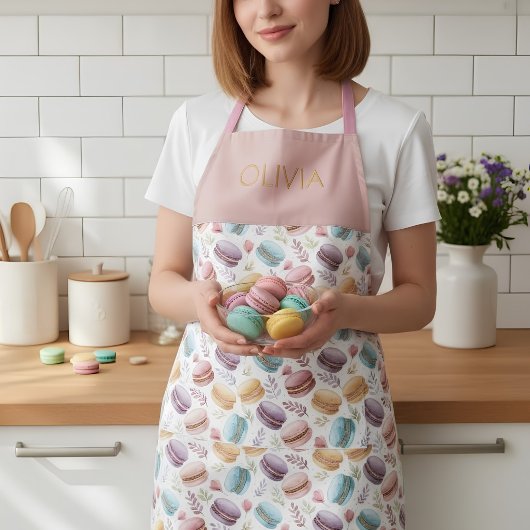Personalized Modern Macaroon Desserts Schort