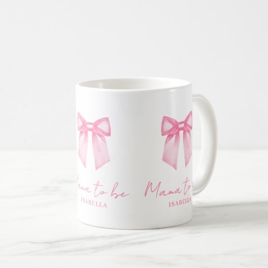 Personalized Modern Mama To Be Pink Bow Mug Koffiemok (Voorkant rechts)