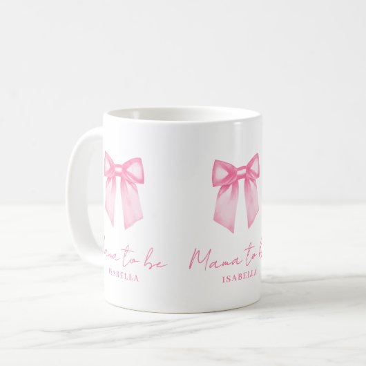 Personalized Modern Mama To Be Pink Bow Mug Koffiemok (Voorkant links)