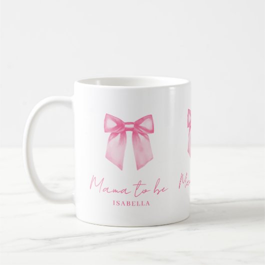 Personalized Modern Mama To Be Pink Bow Mug Koffiemok (Links)