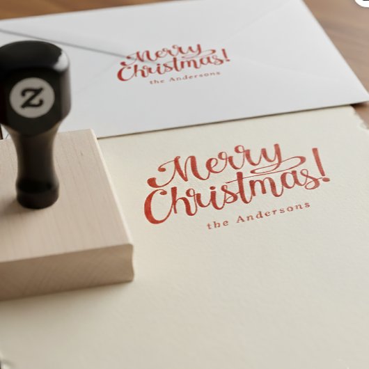 Personalized Modern Merry Christmas Family Stamp   Rubberstempel