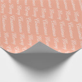 Personalized Modern Merry Christmas Peach Colour Cadeaupapier (Hoek)