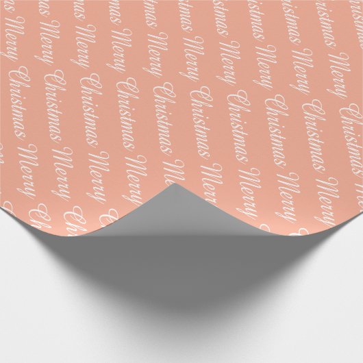 Personalized Modern Merry Christmas Peach Colour Cadeaupapier (Hoek)