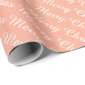 Personalized Modern Merry Christmas Peach Colour Cadeaupapier (Rol Hoek)