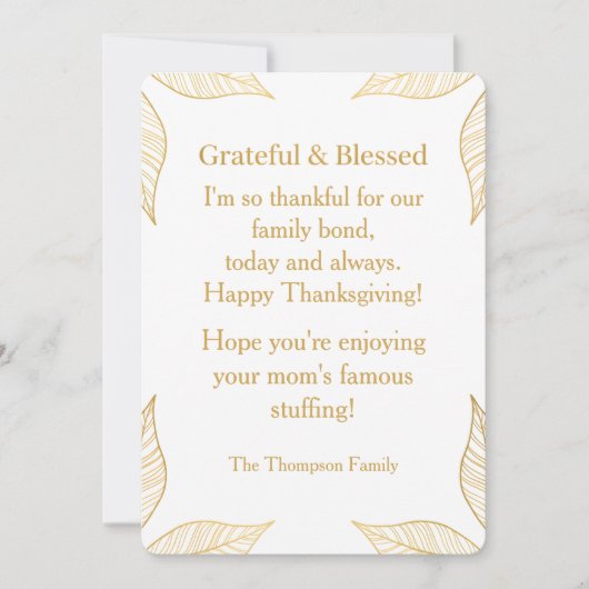 Personalized Modern Minimalist Thanksgiving Feestdagenkaart (Voorkant)