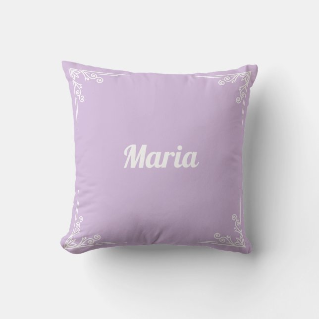 Personalized Modern Pastel Purple Typography Name Kussen (Voorkant)