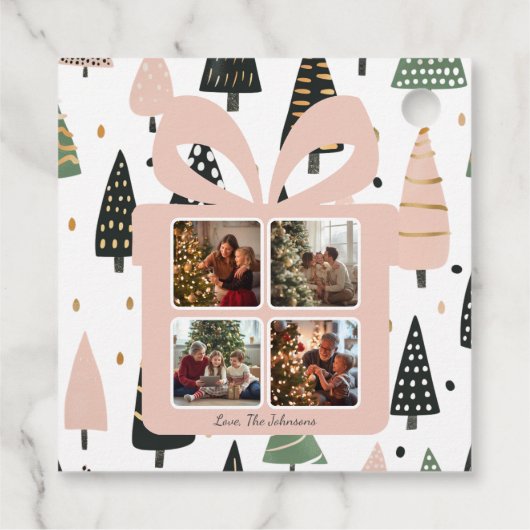 Personalized Modern Pink Christmas Gift Box Bedankjes Labels (Achterkant)