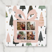 Personalized Modern Pink Christmas Gift Box Bedankjes Labels (Voorkant)