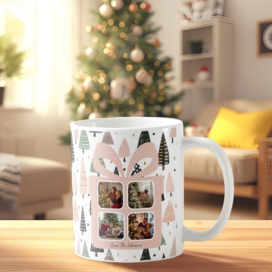 Personalized Modern Pink Christmas Gift Box Photo Koffiemok