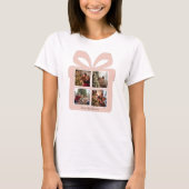 Personalized Modern Pink Christmas Photo Gift Box T-shirt (Voorkant)